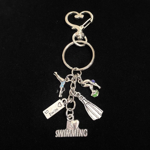 Swimming Keychain Bag Charm Swimmer May Be Personalized - Picture 3 of 8